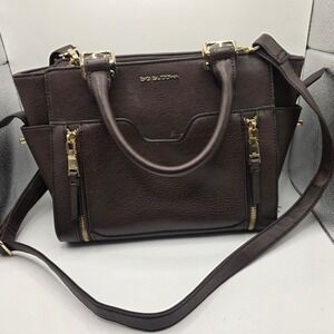 Big Buddha Womens Brown Faux Leather Satchel Crossbody Bag WBH-363